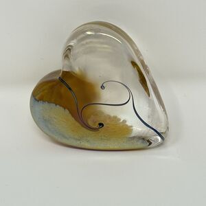 ROBERT HELD IRIDESCENT DICHROIC HEART LOVE CANADA ART GLASS SIGNED PAPERWEIGHT